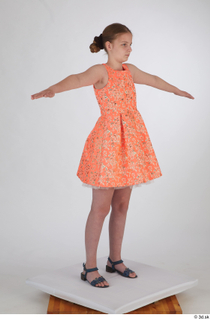  Selin drape dressed orange short dress standing t poses whole body 0008.jpg